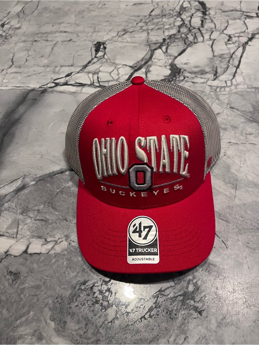 NWT! '47 Adult Ohio State Buckeyes Red Arid Adjustable Trucker Hat!